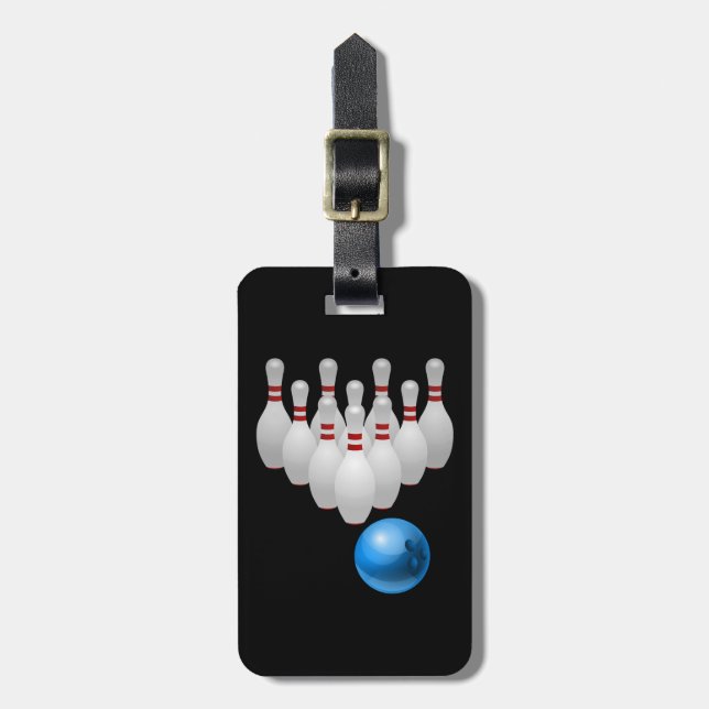 Etiqueta Para Maletas Bola y pernos de bolos animada (Frente Vertical)