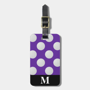 Etiqueta Para Maletas Bolas de golf blancas con monograma, morado