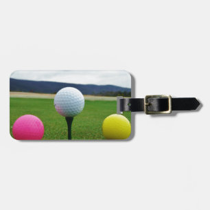 Etiqueta Para Maletas Bolas de golf de colores, tee de montaña