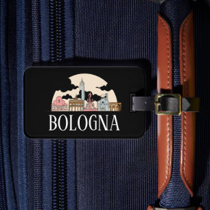 Etiqueta Para Maletas Bolonia Italia City Silhouette Vintage Travel
