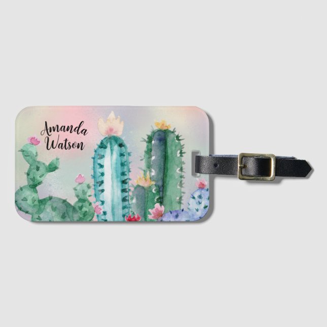 Etiqueta Para Maletas Bolsa de agua Cactus Tote (Anverso horizontal)