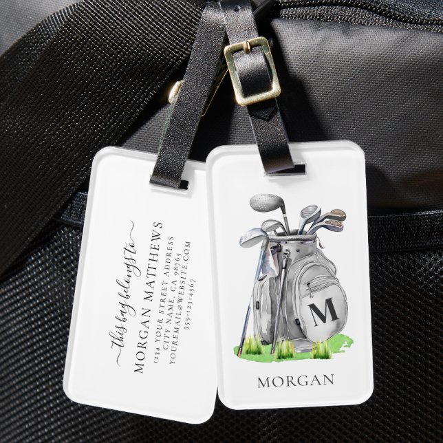 Etiqueta Para Maletas Bolsa de golf de Monograma (Monogram Golf Bag Luggage Tag )