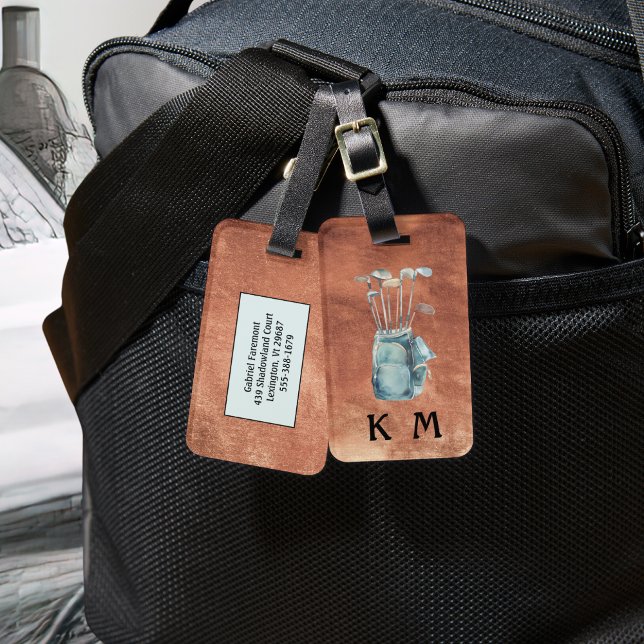 Etiqueta Para Maletas Bolsa de golf Monograma Estilo único personalizado (Subido por el creador)