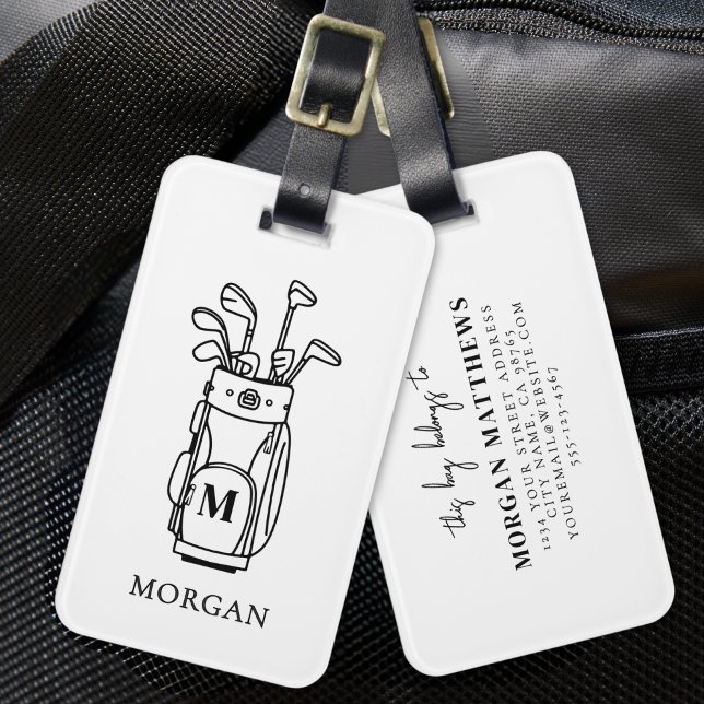 Etiqueta Para Maletas Bolsa de Golf Monogramada (Monogram Golf Bag Luggage Tag)