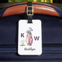 Bolsa de Golf Rosa Encantadora Personalizada con M