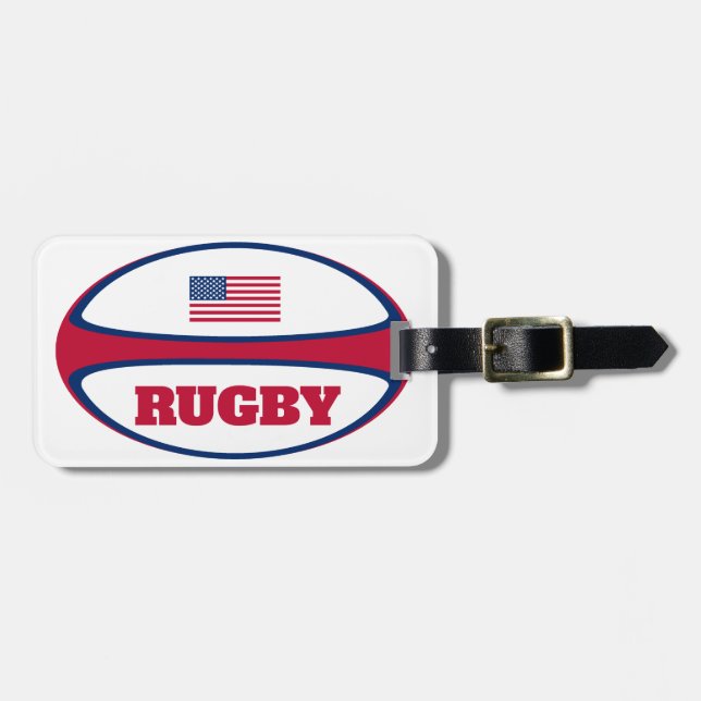 Etiqueta Para Maletas Bolsa de Rugby de la Bandera Americana (Frente Horizontal)