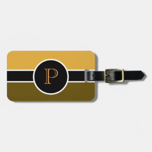 Etiqueta Para Maletas Bolsa de viaje Goldenrod Monogram Inicial Moderno 