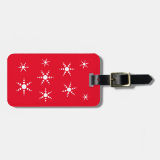 Etiqueta Para Maletas Bolsas de equipaje rojas con copas de nieve en el 