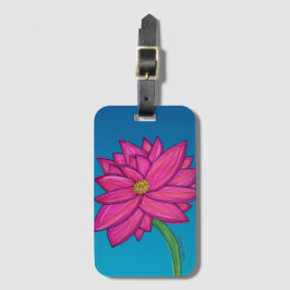 Etiqueta Para Maletas Bolso de flores rosa fucsia con fondo azul