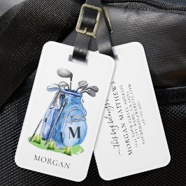 Etiqueta Para Maletas Bolso de Golf Azul Monograma