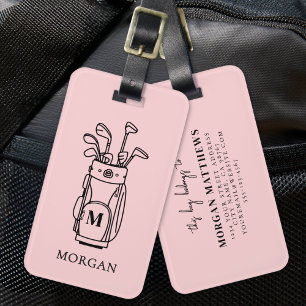 Etiqueta Para Maletas Bolso de Golf con Monograma Rosa