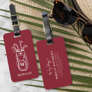 Etiqueta Para Maletas Bolso de Golf Rojo Monograma