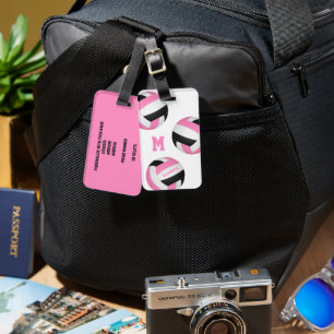 Etiqueta Para Maletas bolso de voleibol en monogramo rosa negro