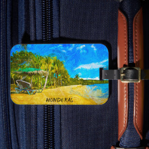 Etiqueta Para Maletas Bonita pintura al óleo de Honduras Ocean View