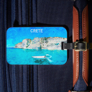 Etiqueta Para Maletas Bonita pintura en el océano de la Grecia cretense