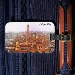 Etiqueta Para Maletas Bonita vista panorámica de Bolonia Italia