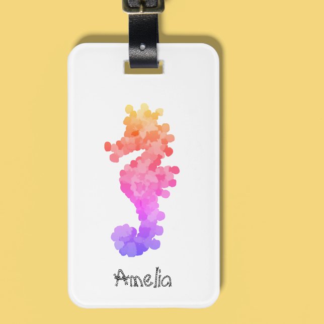 Etiqueta Para Maletas Bonito caballito de mar personalizado (Get vacation ready with this pretty seahorse luggage tag.🏖️)