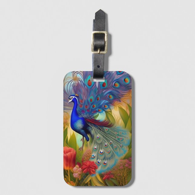 Etiqueta Para Maletas Bonito como pavo real (Anverso vertical)