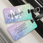 Etiqueta Para Maletas Bonito del Hológrafo Purpurina glamuroso Personali<br><div class="desc">Personalice fácilmente este elegante y colorido patrón de purpurina bokeh con su nombre personalizado y/o monograma.</div>
