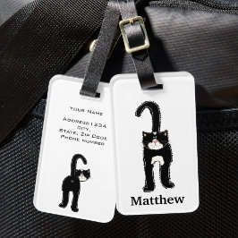 Etiqueta Para Maletas Bonito Gato negro personalizado