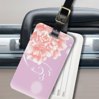 Etiqueta Para Maletas bonito giratoria acuarela floral rosa peonía