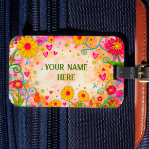 Etiqueta Para Maletas Bonito Inespirivilidad Fun Floral Personalizado