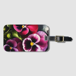 Etiqueta Para Maletas Bonito maroon daek pansies rojos pintura acuarela