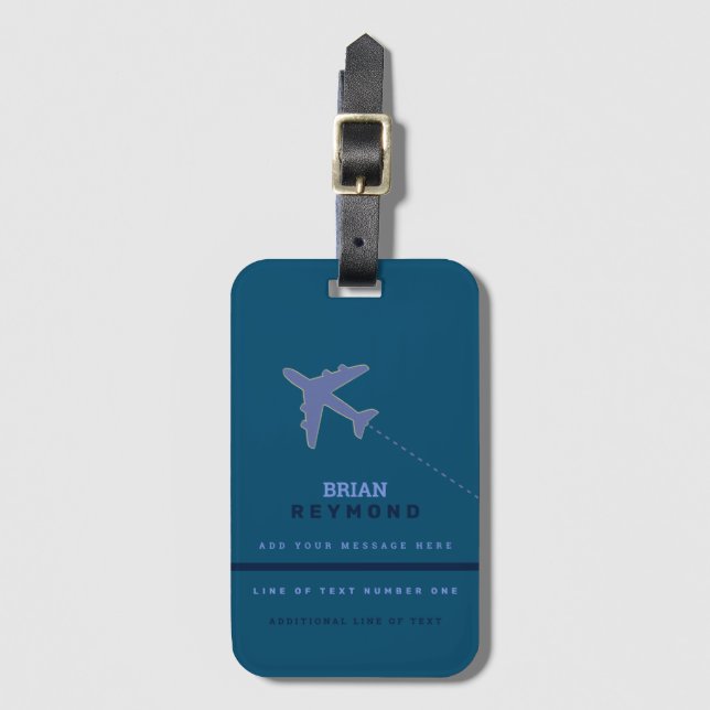 Etiqueta Para Maletas bonito masculino masculino estilo azul viajes (Anverso vertical)
