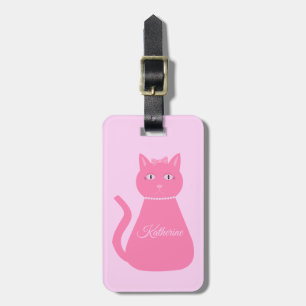Etiqueta Para Maletas Bonito Niña Rosa Personalizado Gato