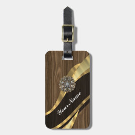 Etiqueta Para Maletas Bonito personalizada imitación de madera de roble 