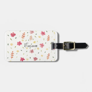 Etiqueta Para Maletas Bonito Rosa Girly Boho Watercolo Flower Lumaletas