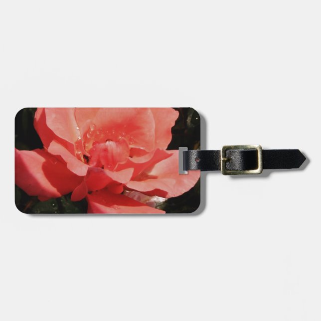 Etiqueta Para Maletas Bonito Rosa Rosa Rosa floral (Frente Horizontal)