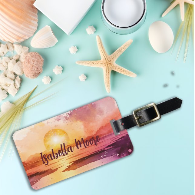 Etiqueta Para Maletas Bonito Sunset Beach Tema personalizado (Subido por el creador)