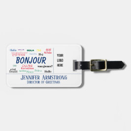 Etiqueta Para Maletas Bonjour Hello World Travel Languages Colorful Name
