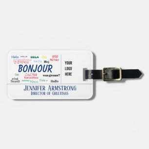 Etiqueta Para Maletas Bonjour Hello World Travel Languages Colorful Name