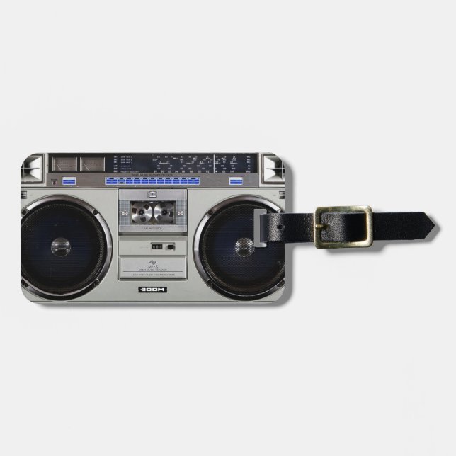 Etiqueta Para Maletas Boombox de Ghetto Blaster (Frente Horizontal)