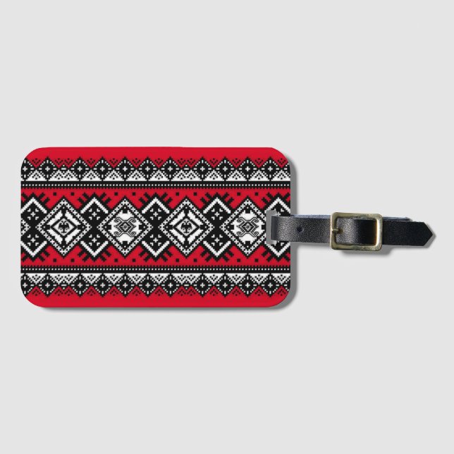 Etiqueta Para Maletas Bordado rojo (Anverso horizontal)
