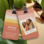 Etiqueta Para Maletas Borde retro fotográfico con franjas corales colori<br><div class="desc">Añadir texto y foto personalizado - Una plantilla perfecta para unas vacaciones soleadas. Añada una imagen a este marco retro y texto personalizado y fecha para hacer un recuerdo perfecto.</div>