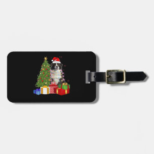Etiqueta Para Maletas Border Collie Divertido Árbol de Navidad Feliz Nav