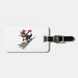 Etiqueta Para Maletas Border Collie Snowboarder