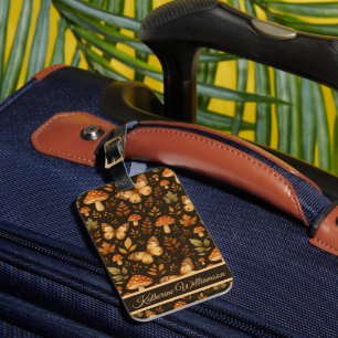 Etiqueta Para Maletas Bosque Boho Hongos Nombre Personalizado