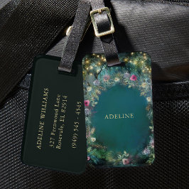 Etiqueta Para Maletas Bosque encantado Rosa silvestre vegetación de bosq