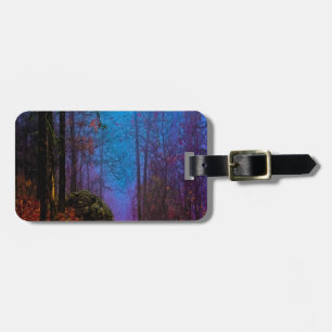 Etiqueta Para Maletas Bosque pintado Otoño Niebla Púrpura