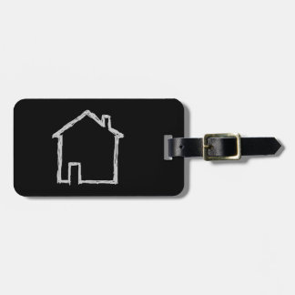 Etiqueta Para Maletas Bosquejo de la casa. Gris y negro