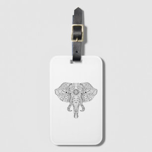 Etiqueta Para Maletas Bosquejo del Doodle de la cabeza del elefante