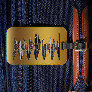 Etiqueta Para Maletas Boston, arte de texto,