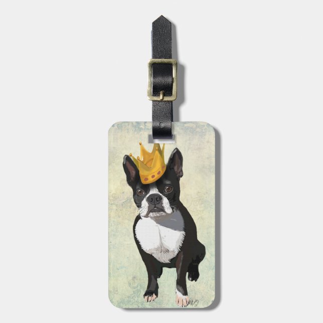 Etiqueta Para Maletas Boston Terrier and Crown (Frente Vertical)