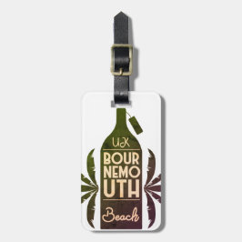 Etiqueta Para Maletas Botella verde de Bournemouth Beach del Reino Unido