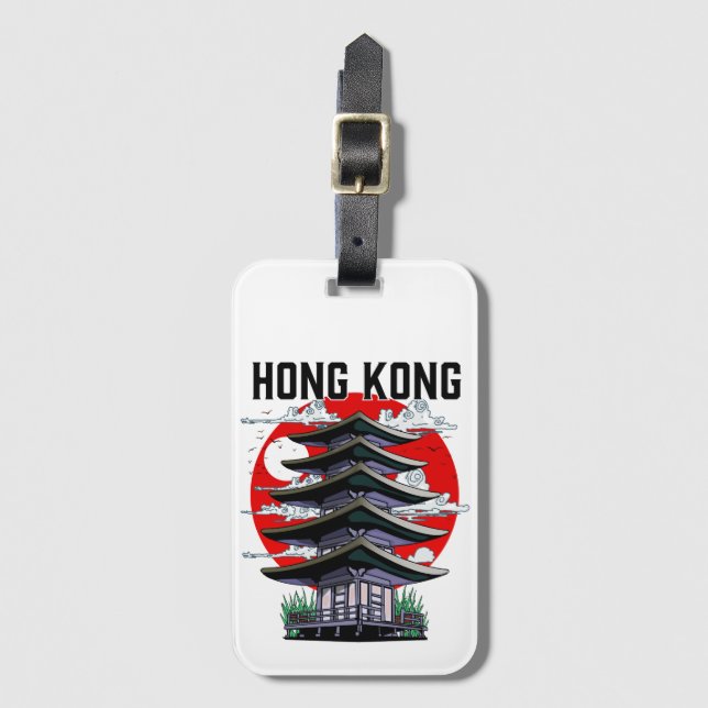 Etiqueta Para Maletas Botón de Hong Kong (Anverso vertical)