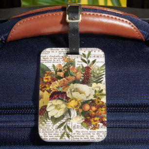 Etiqueta Para Maletas Bouquet dorado vintage